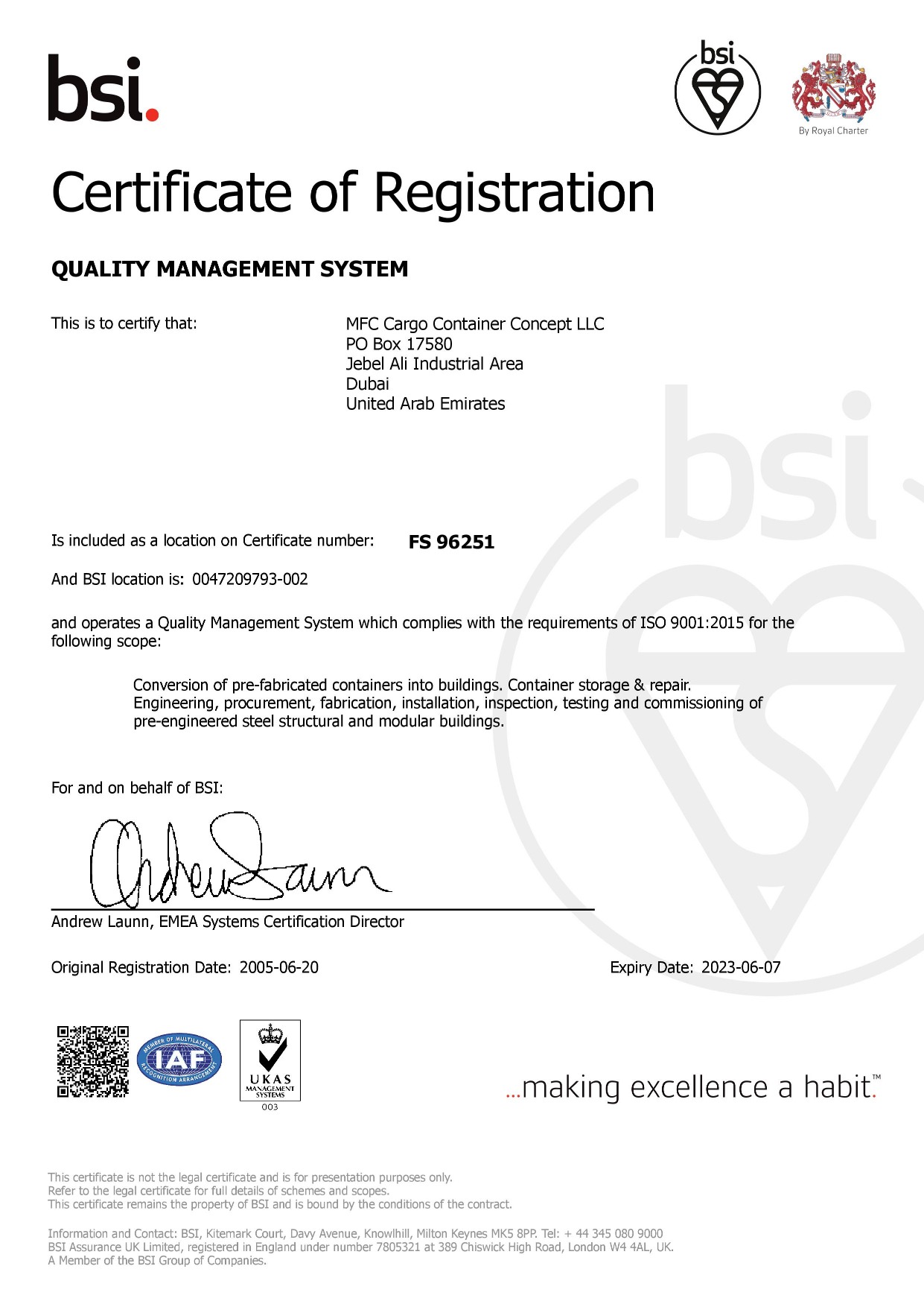 certificate 9001-2015